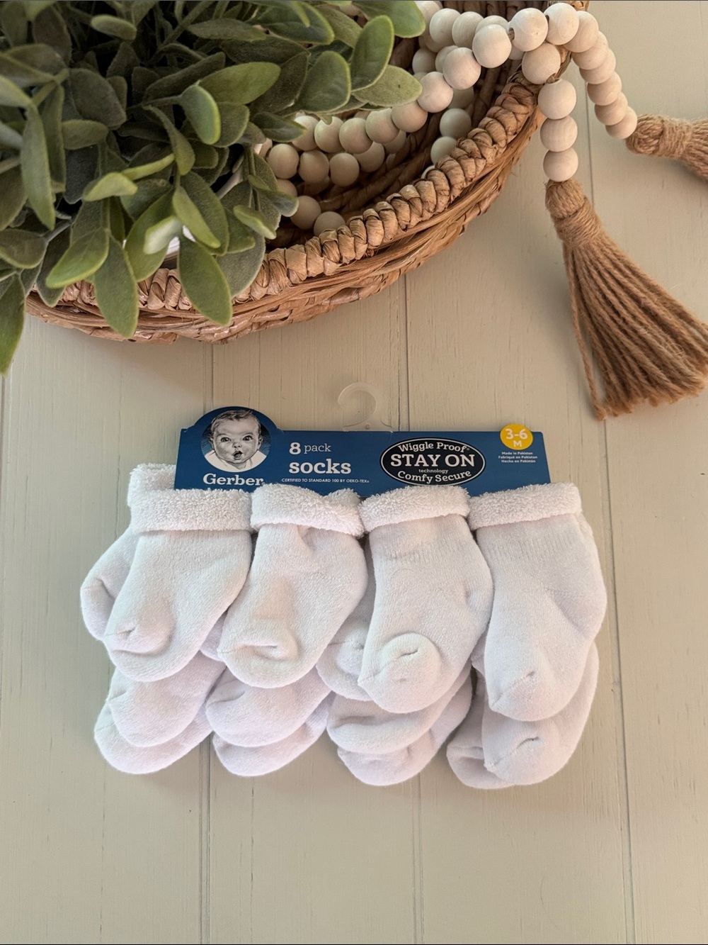 Gerber White Infant Cuffed Socks 8-Pack